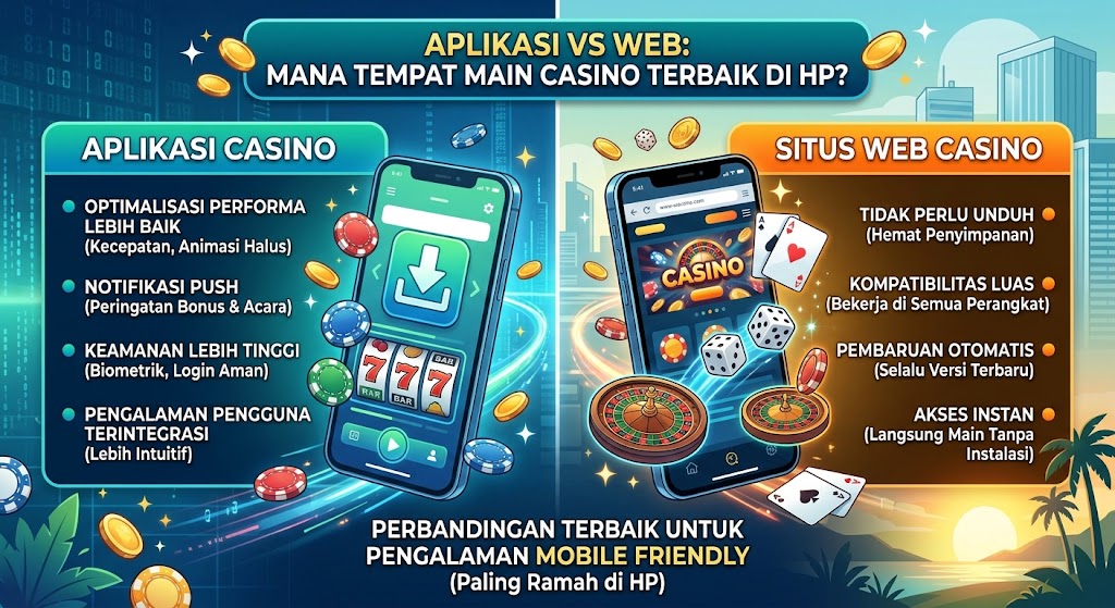 Aplikasi vs Web Mana Tempat Main Casino Terbaik yang Paling Ramah di HP